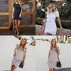 Elegant Womens Asymmetric Bodycon Short Sleeve Holiday Summer Party Mini Dress