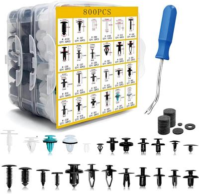 Rivets Clips de Garde-boue de Pare-chocs Automobiles Rivets Poussoirs 821 Pièces 24 Types Fixation Universelle Nylon