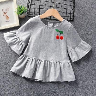 Mädchen Baby Trompetenärmel Prinzessin Top für Sommer Kurzärmlig Mädchen Schlicht und Frisch