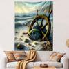 "Sea Creature and Ship Wheel Design" Patterned Tapestry Home Decor, Suitable for Bedroom and Living Room, Gift