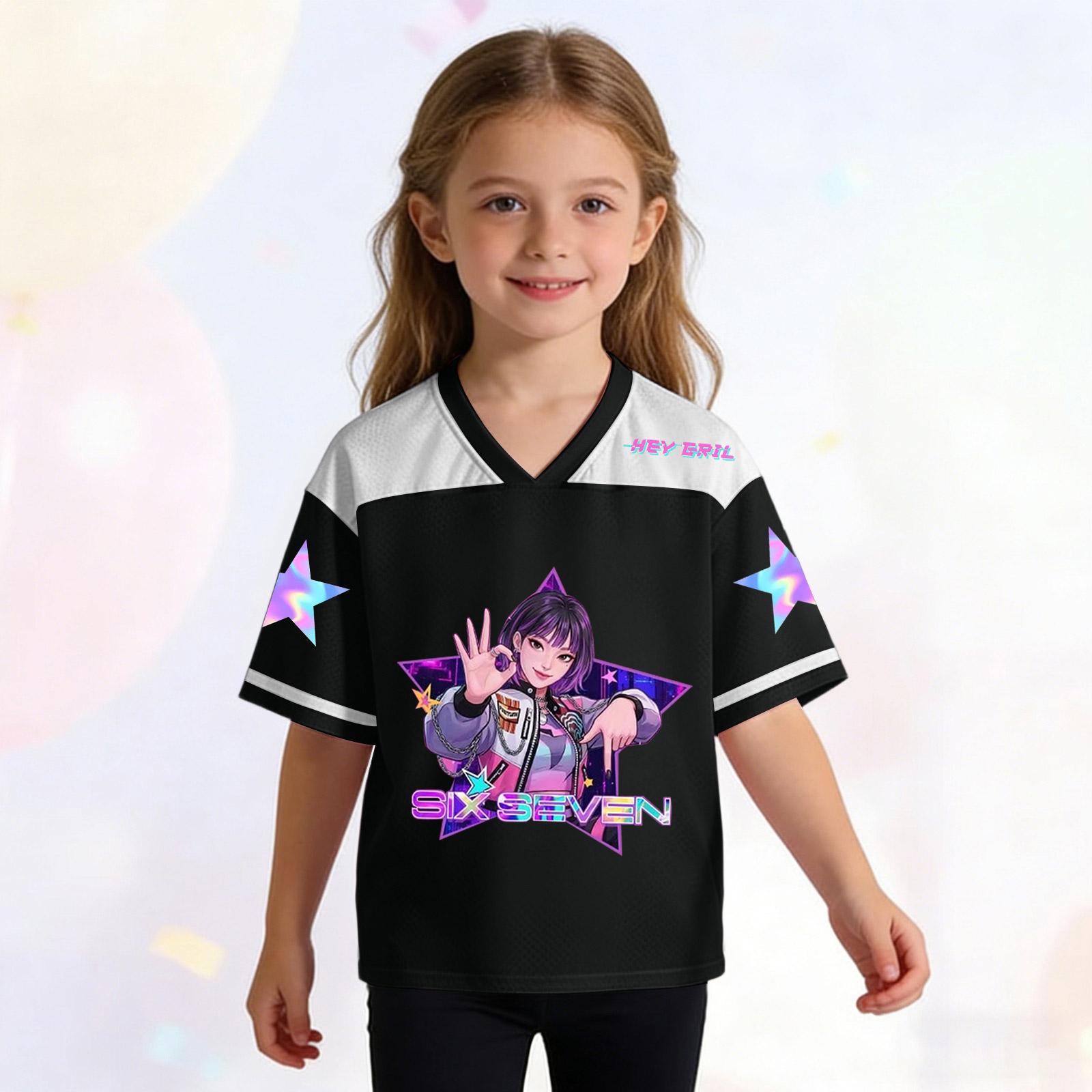 

Children s Fashion Printed V Neck Short Sleeved Pullover Top For Girl 100 чёрный