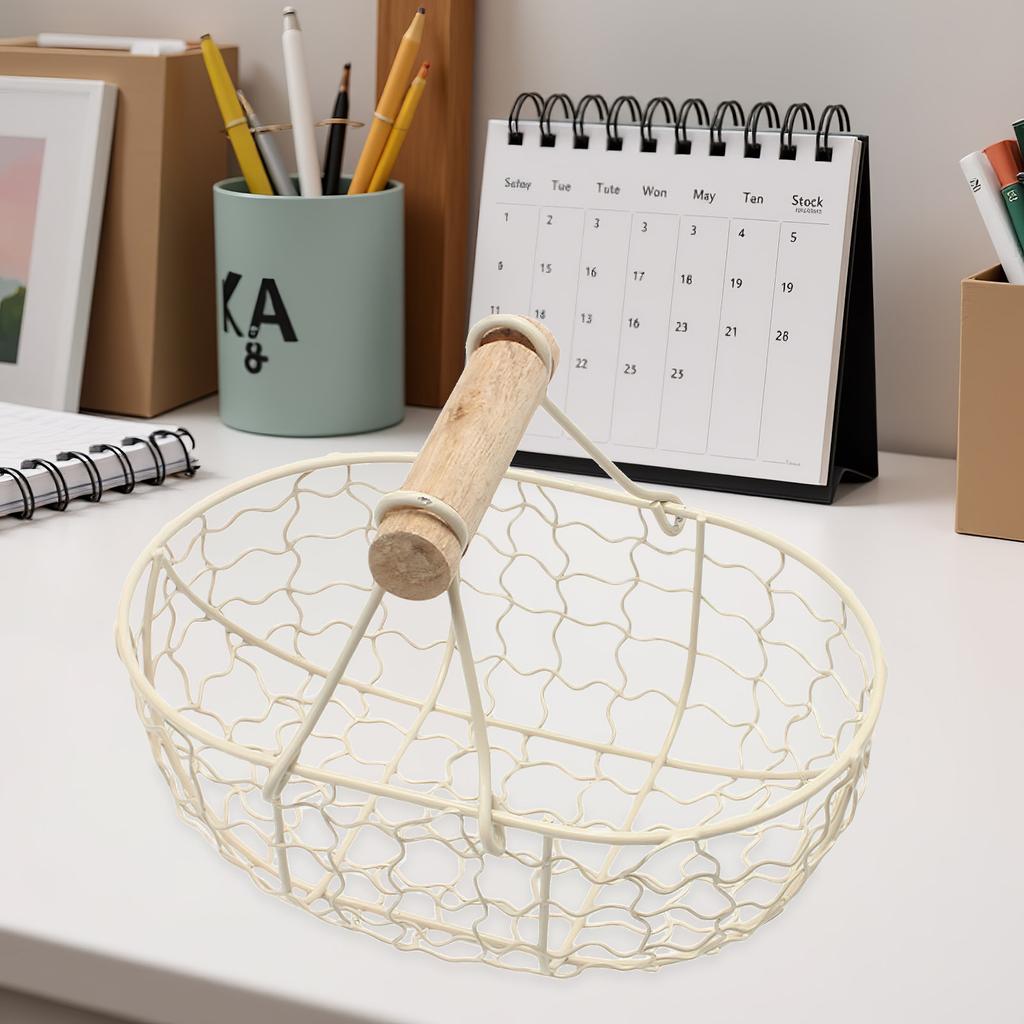 1Pcs Retro Style Storage Basket Iron Household Kitchen Organizer Decorative Fruit Bread Container Desktop Organizer for Home