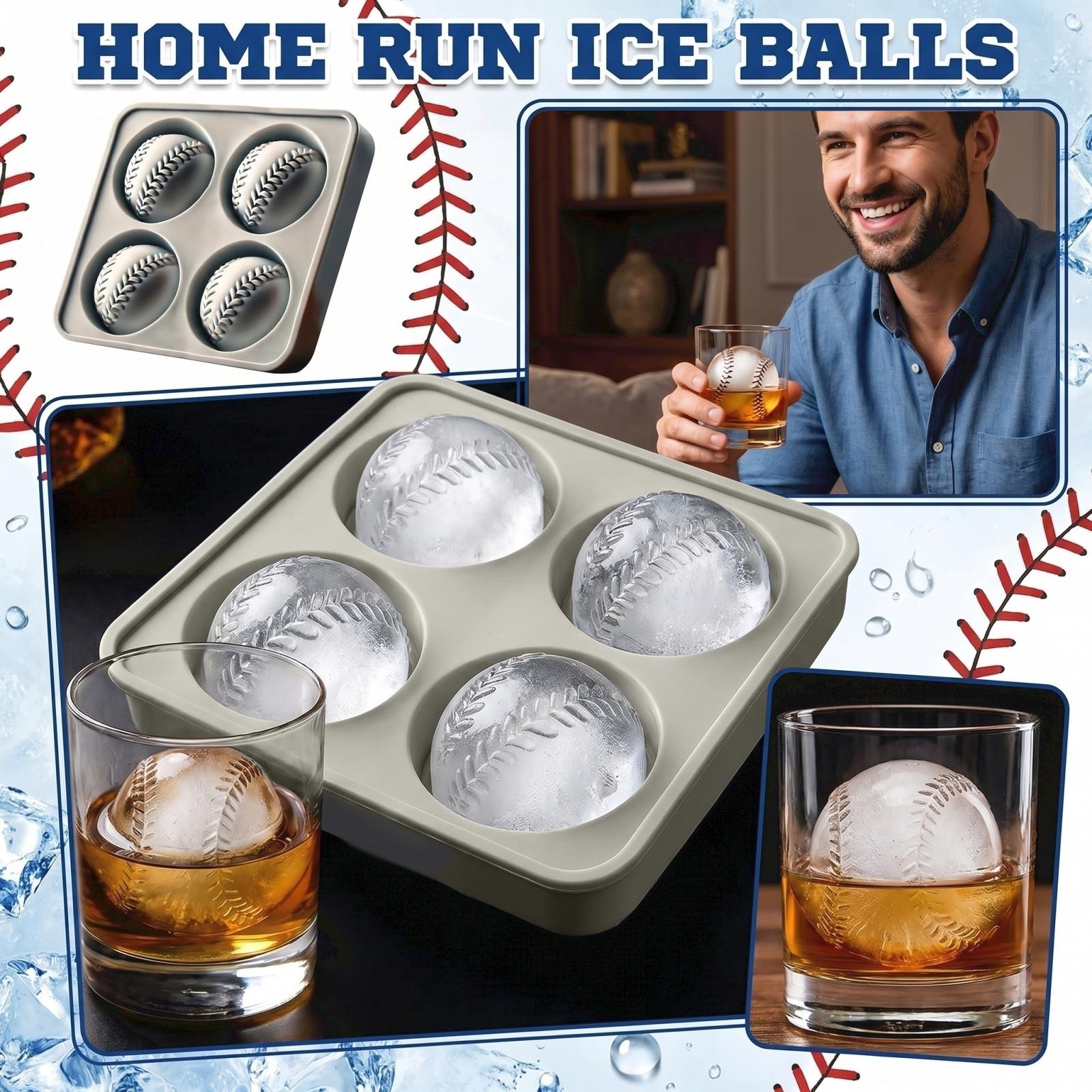 

Baseball Shaped Ice Cube Mold Silicone Tray Flexible Nonstick Sports Themed Ice Ball Maker for Drinks and Party Use One Size чёрный