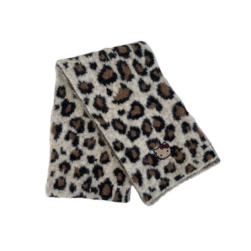 Koreanischer Süßer Leopardendruck Plüschschal für Kinder - Warmer Herbst/Winter Nackenschutz