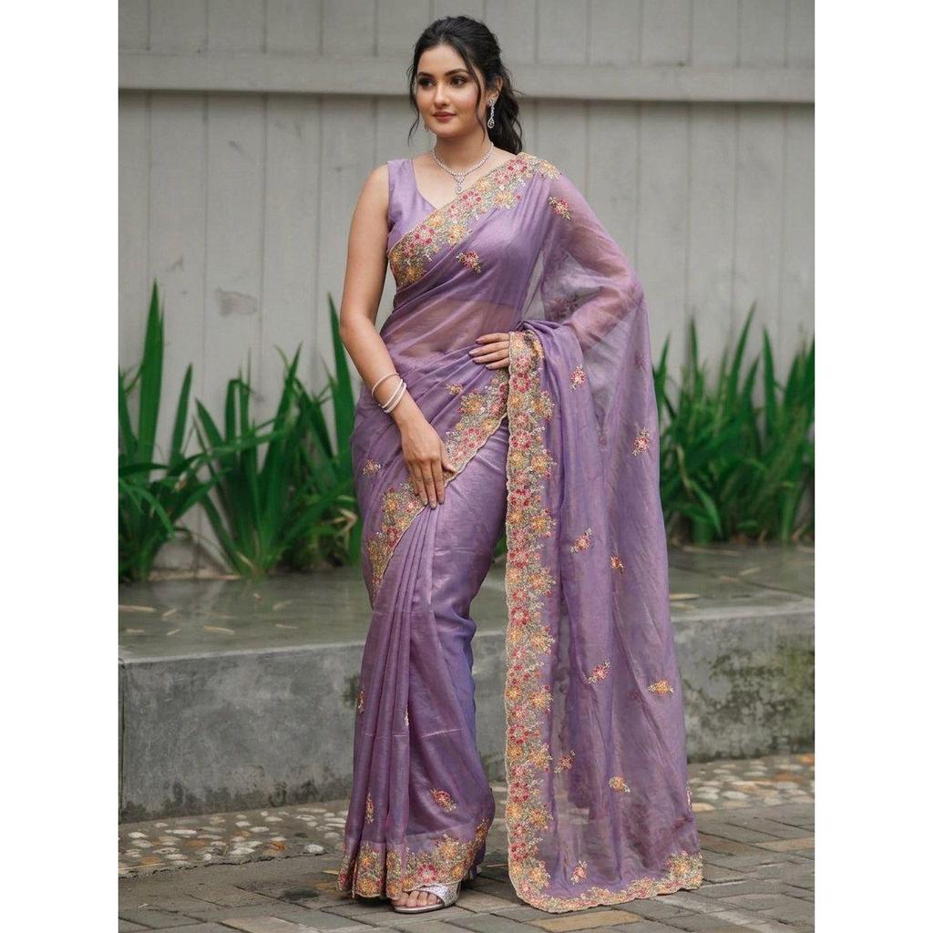New Launch Party Wear Soft Twill Net Sare
