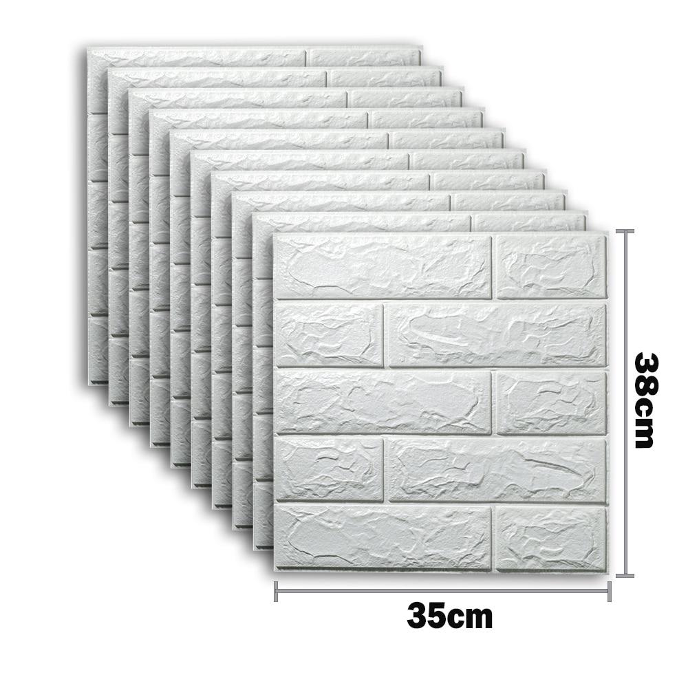 10pcs 3D Foam Wall Sticker Panels Brick Waterproof Adhesive Wallpaper Living Room Bedroom Home House Bathroom Decor