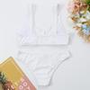 Nervürlü bikini seti Katı Kadın Mayolar Takım Elbise Düğmesi Push Up Mayo Kadın Bölünmüş Mayo Biquinis Beachwear