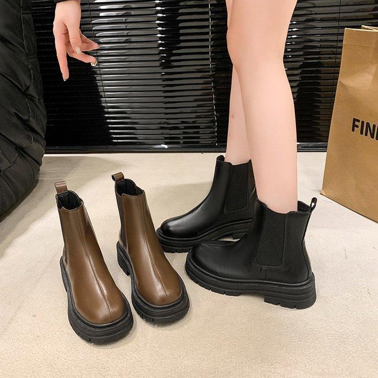 Fashionable and Comfortable Chelsea Boots Female Fall Inside Short Boots Thick Bottom Smoke Tube Boots