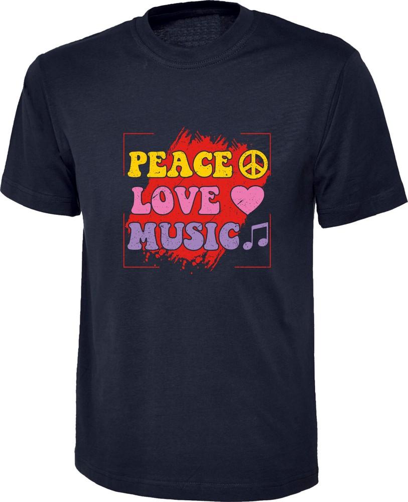 Peace Love Music Tshirt Funny Music Lover Festival Musician Unisex Gift Tee Top S