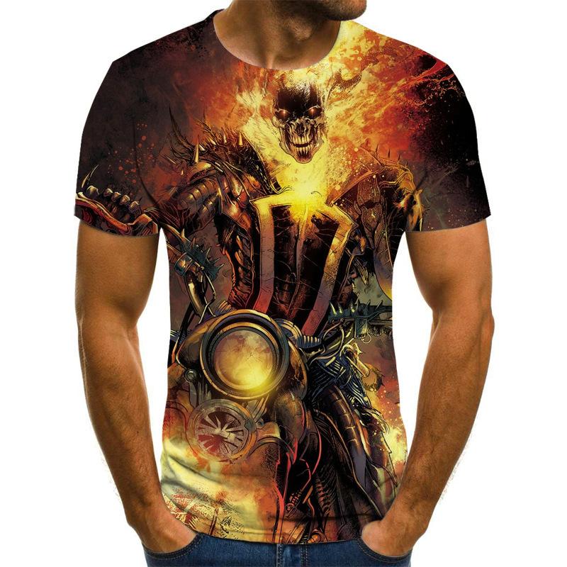 Summer Men's Trendy Casual Evil Knight Digital Printed 3D Short Sleeved T-shirt