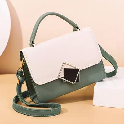 Fashion Contrast Color Crossbody Bag Women PU Leather Shoulder Bag Casual Messenger Bag Designer Small Square Bag