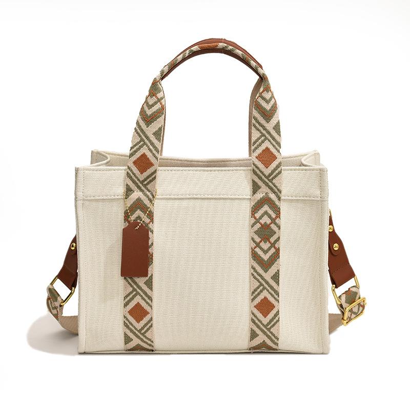 Large capacity canvas tote bag women's new high-end texture handbag fashionable shoulder messenger bag