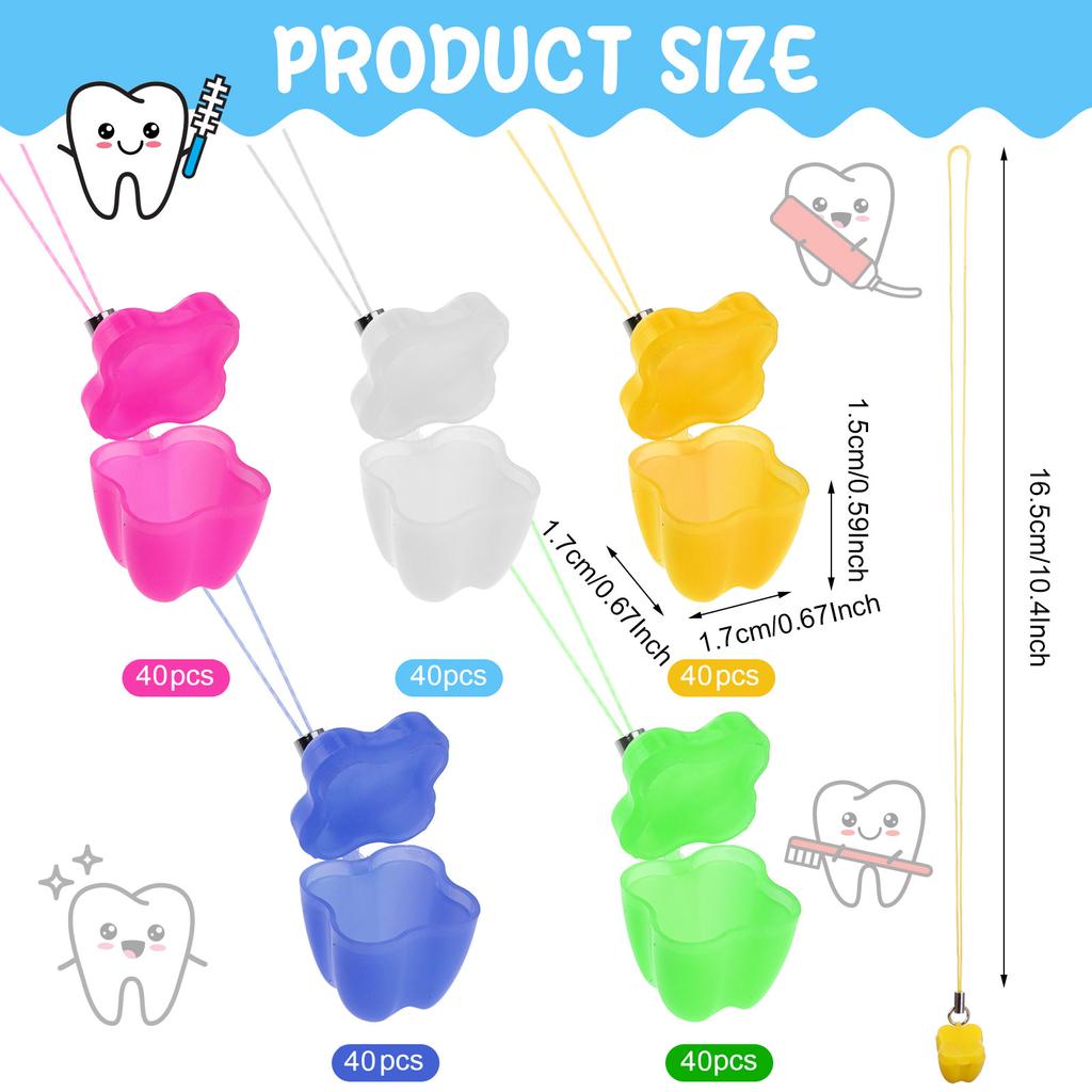 200-Piece Tooth Saver Necklaces, Tooth Necklace Little Box For Lost Teeth, Milk Teeth Storage Cases For Children