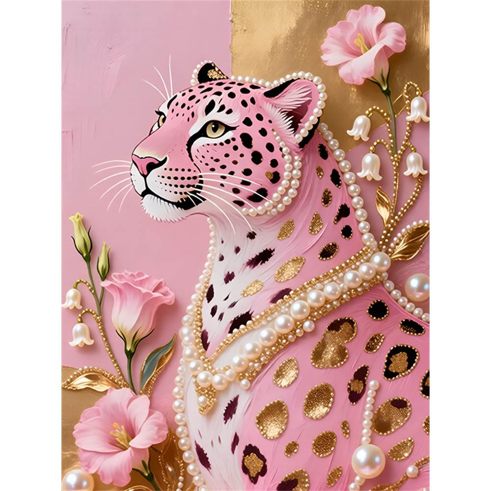 

DIY The Pink Leopard Pearl Diamond Art Kits Without Frame 30x40cm Gem Art Diamond Painting Kits for Adults/Beginners Gift Idea Home Wall Decor 30x40cm