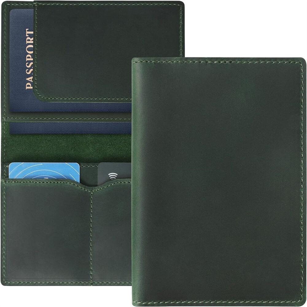 Durable Cowhide Retro Boarding Pass Passport Cover Handmade Crazy Horse Real Leather Card Holder Registration Ticket Organizer Travel Wallet