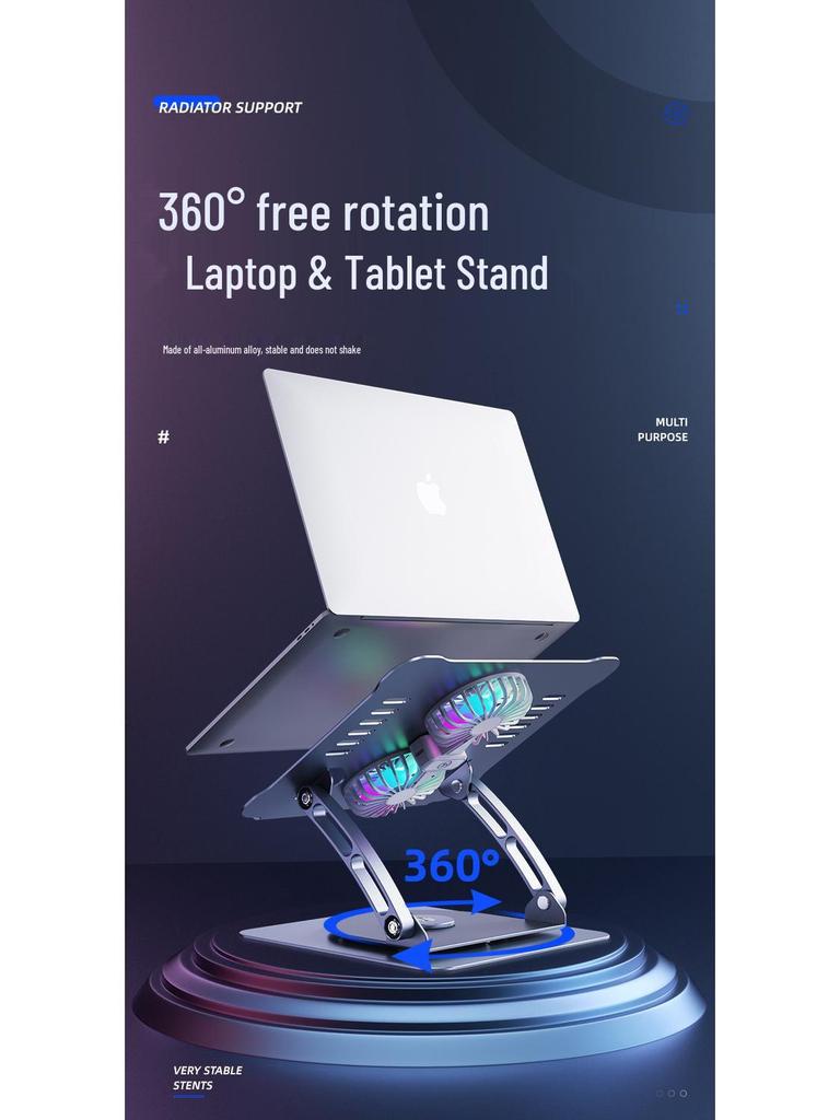 Aluminum Laptop Riser with Dual Fan Cooling