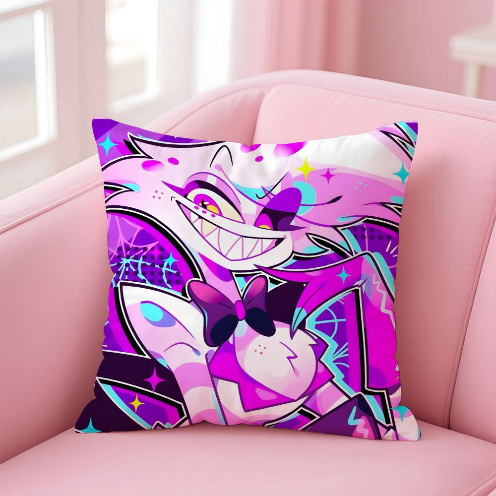 H-Hazbin H-Hotel Anime Cushion Cover Home & Car Multi-Scene Pillow Cover - Reversible, Soft & Durable for Daily Use