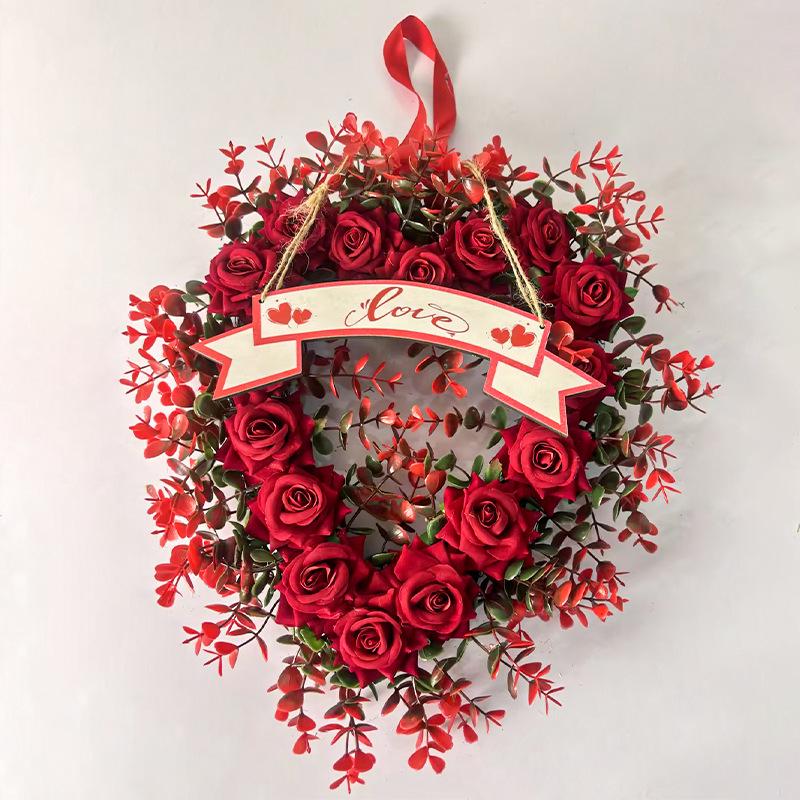 Heart-Shaped Valentine's Day Wreath - Wall & Door Decor for Wedding Celebrations