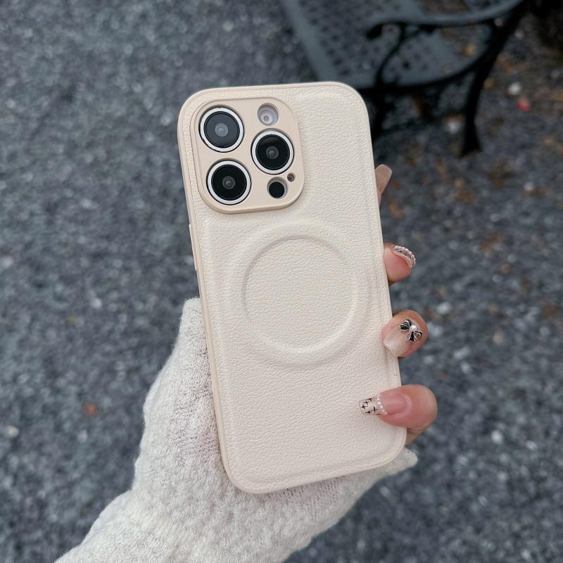 Luxury Leather Wireless Charging Magnetic For Magsafe Case For Apple iPhone 16 15 14 13 12 Pro Max Plus Camera Proteciton Cover