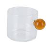 Teacup Glass Mug Transparent Heat Resistant Glass Coffee Cup with Ball Handle 120ml Yellow/Green/Brown/Pink Handle