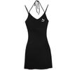Vestido Acanalado sin Mangas con Cuello en V Vestido de Mujer Negro 630530-01
