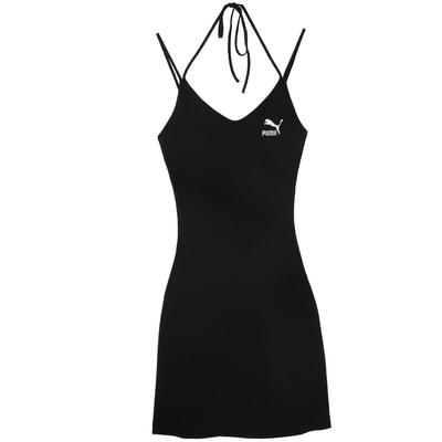 Ribbed V-Neck Sleeveless Dress Women Dress Black 630530-01