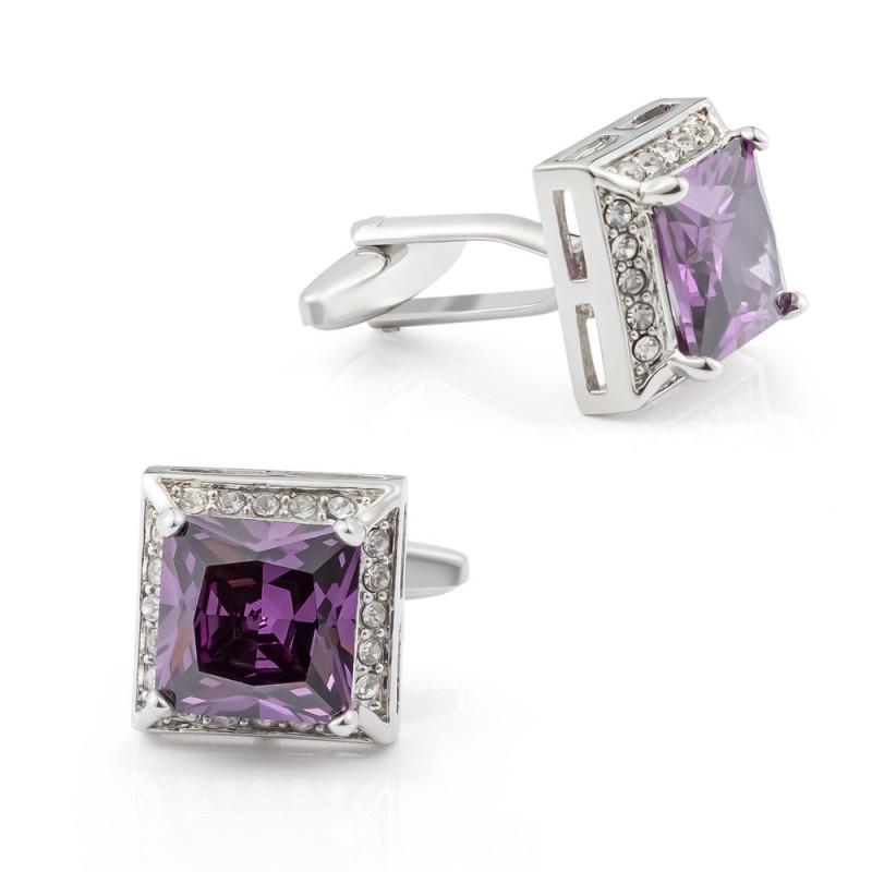 High End Inlaid Amethyst Metal Cufflinks Men s French