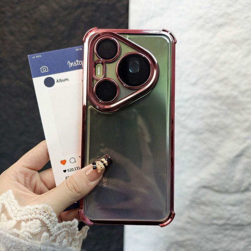 For Huawei Pura 90 Pro/90Pro Max 80 80Pro 80Ultra Case Luxury Electroplated Transparent Frame Anti-yellowing Shockproof Cover