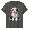 Fluffy Dog Heart Sunglasses Bubblegum Animals Dogs Unisexs TShirt Unisexs Tee a