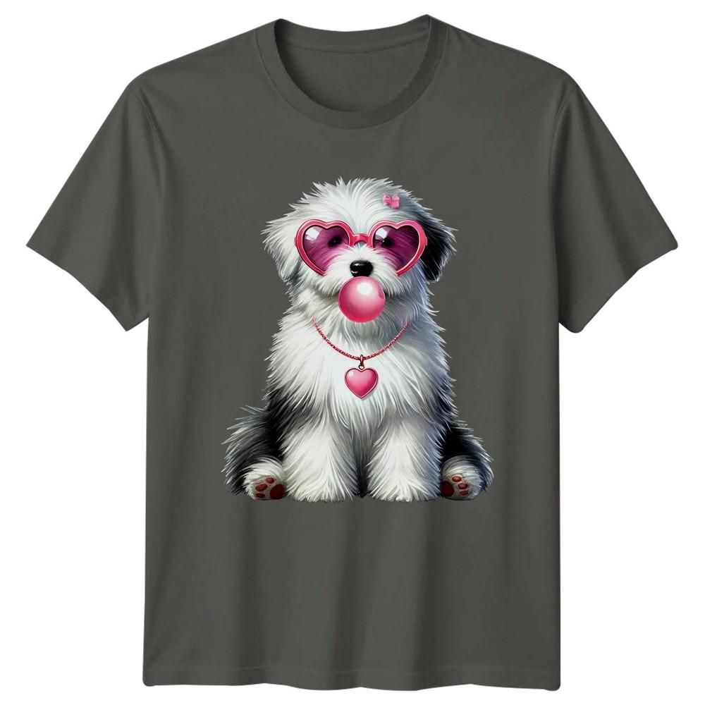 Fluffy Dog Heart Sunglasses Bubblegum Animals Dogs Unisexs TShirt Unisexs Tee a S