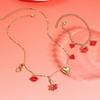2 Pieces/set of Personalized Heart-shaped Lip Flower Necklace Bracelet, Suitable for Ladies' Valentine's Day Party  Gifts