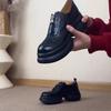 Thick-Soled Muffin Bottom Deep-Mouth Shoes Women'S Spring Retro Small Leather Shoes Round Head Versatile Single Shoes