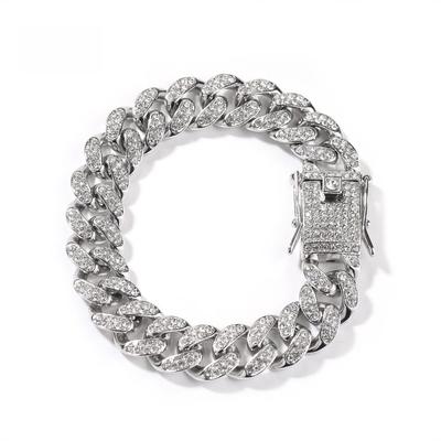 Bracciale Gumeng Hip-Hop 12mm in Lega: Gioielli da Uomo Catena Cubana con Diamanti