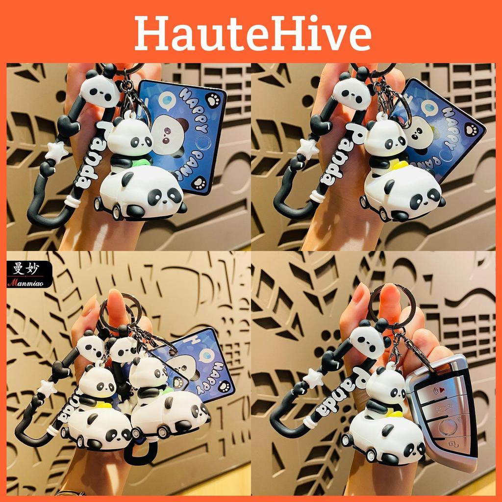 Niedlicher Silikon Panda Baby Stoßauto Schlüsselanhänger Modischer Autoschlüsselhalter Ideales Geschenk