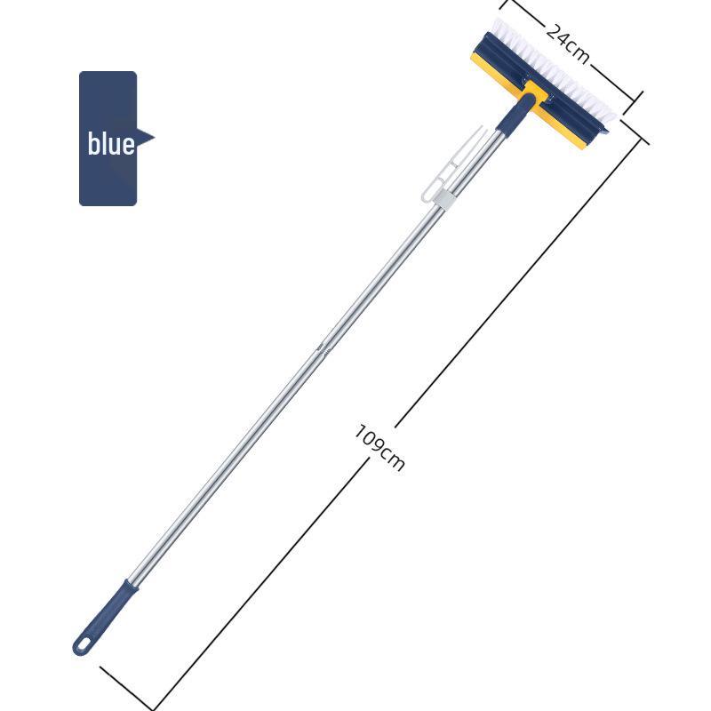 

Многофункциональная щетка для чистки плитки и пола в ванной комнате с длинной ручкой и скребком темно-синий