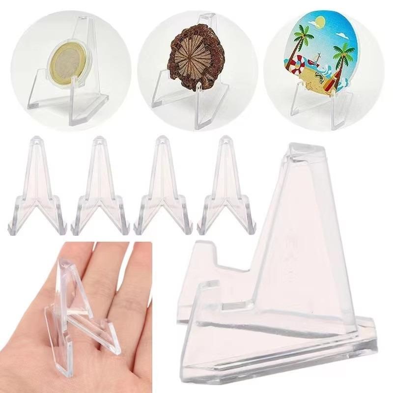 30PCS Clear Acrylic Coin Display Stand Triangular Idol Card Picture Holder Mini Easel Rack Medal Photo Display Stand Organizer