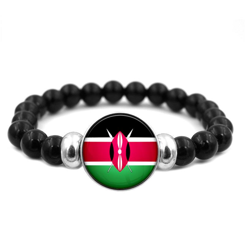 287 Länder Nationalflagge Druckknopf Elastisches Band Perlen Länderflagge Unabhängigkeitstag Perlen Schmuck Perlenarmband
