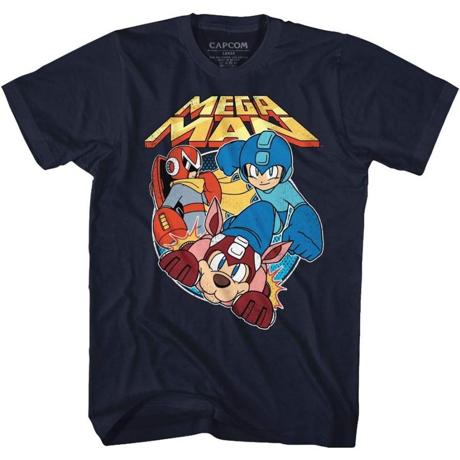 Mega Man - Mens Flat Colors T-Shirt, Large, Navy S чёрный