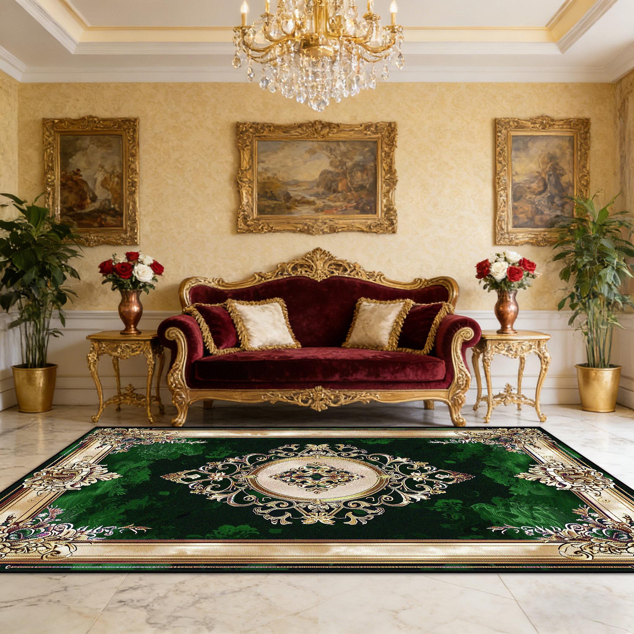 

Luxury Gorgeous Europe Style Carpet Living Room Cloakroom Large Area Fluffy Rugs Bedroom Bedside Washable Floor Mat Customizable 60x90cm