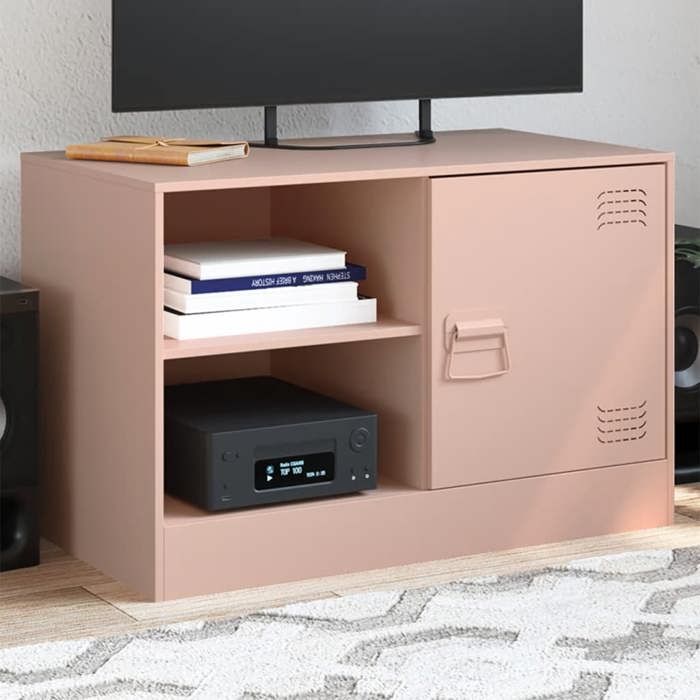 VidaXL Meuble TV rose 67x39x44 cm acier, banc TV, meuble télé, meuble multimédia, buffet TV, meuble hifi, centre de 841693
