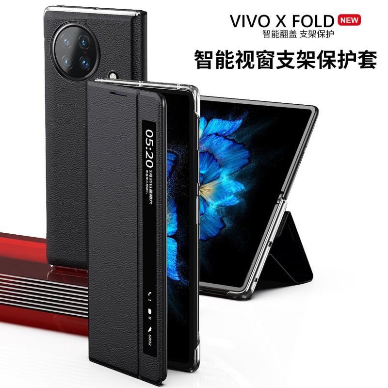 Slim Full-Body Protective Case Vivo X Fold With Side Window Smart Flip Cover Stand Function PC Material Anti-Scratch Drop