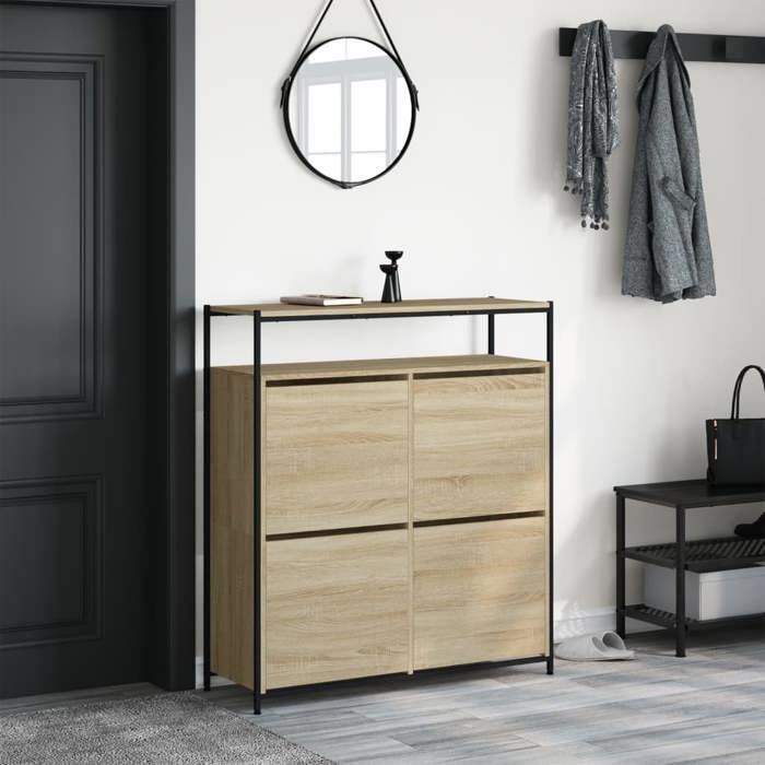 VidaXL Shoe Cabinet 4 Drop-Down Drawers Sonoma Oak 3214414