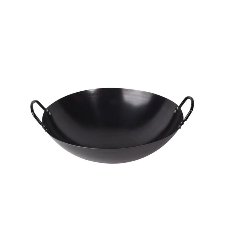 Binaural iron pan commercial gas stove round bottom is not easy to stick to the pan uncoated 32cm