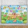 216. Sfondo Festa di Compleanno Capibara Banner Decorazione Sfondo Fotografico Animale dello Zoo