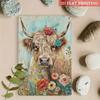 Vintage Metal Wall Art High Cow with Flowers Home Decor 20x30cm