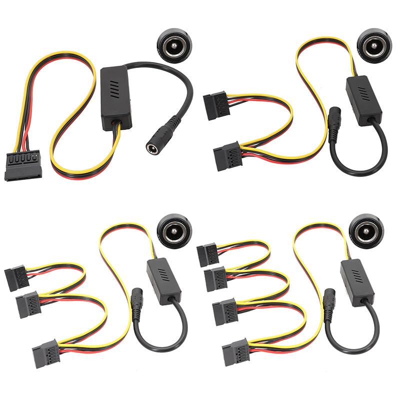 Napájecí kabel DC 5525 pro pevný disk SATA, DC 12V na 4pinový Molex Hdd kabel, snižující regulátor napětí