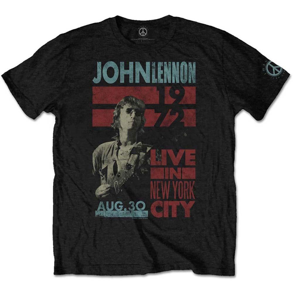 John Lennon Live In NYC Slim Fit T-shirt X-Large Black Unisex T-Shirt L