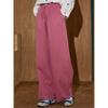 Coolhut Pure Cotton Rose Pink Age-Reducing Slimming Versatile Loose 2026 Spring Women's New Wide-Leg Casual Pants