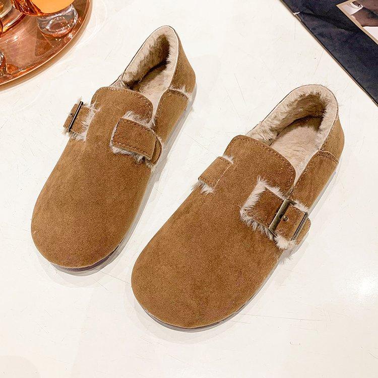 Fleece soft-soled shoes women's retro one-pedal two-wear casual versatile lazy