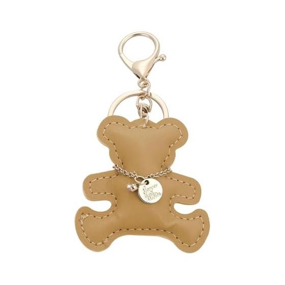 [tonecraft] Bear Keychain Simple Traditional Bag Charm Popular Stylish Cute Bear PU Leather Squishy